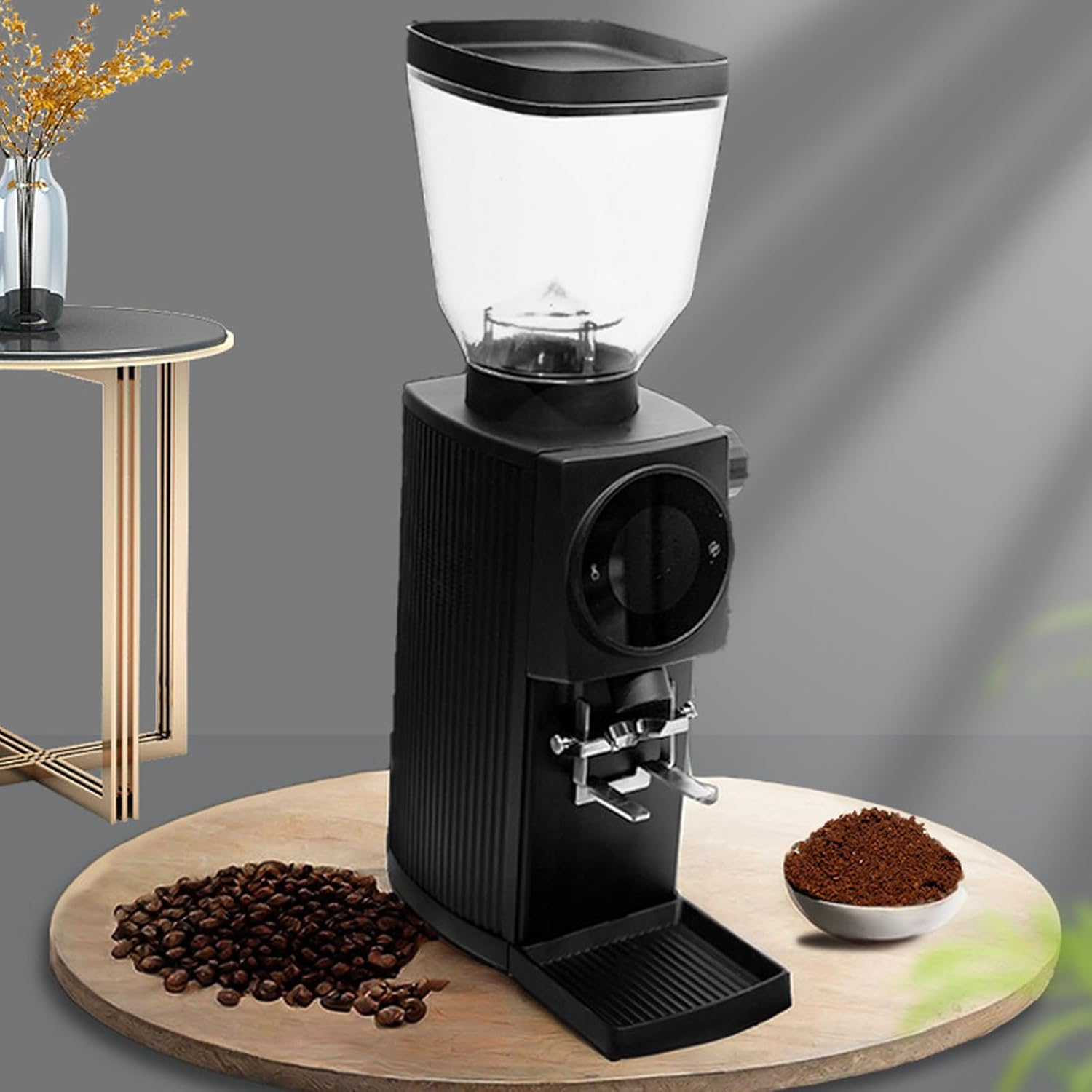 600W Electric Coffee Bean Grinder, 83MM Steel Flat Blade Disc, Adjustable Fineness, Automatic, for Home & Commercial Use