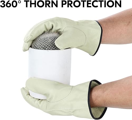 Miniatura 5 de Vgo... PA9501 - 1 par de guantes de trabajo de piel de cerdo para hombre, guantes de construcción (talla M, color cian claro, PA9501)