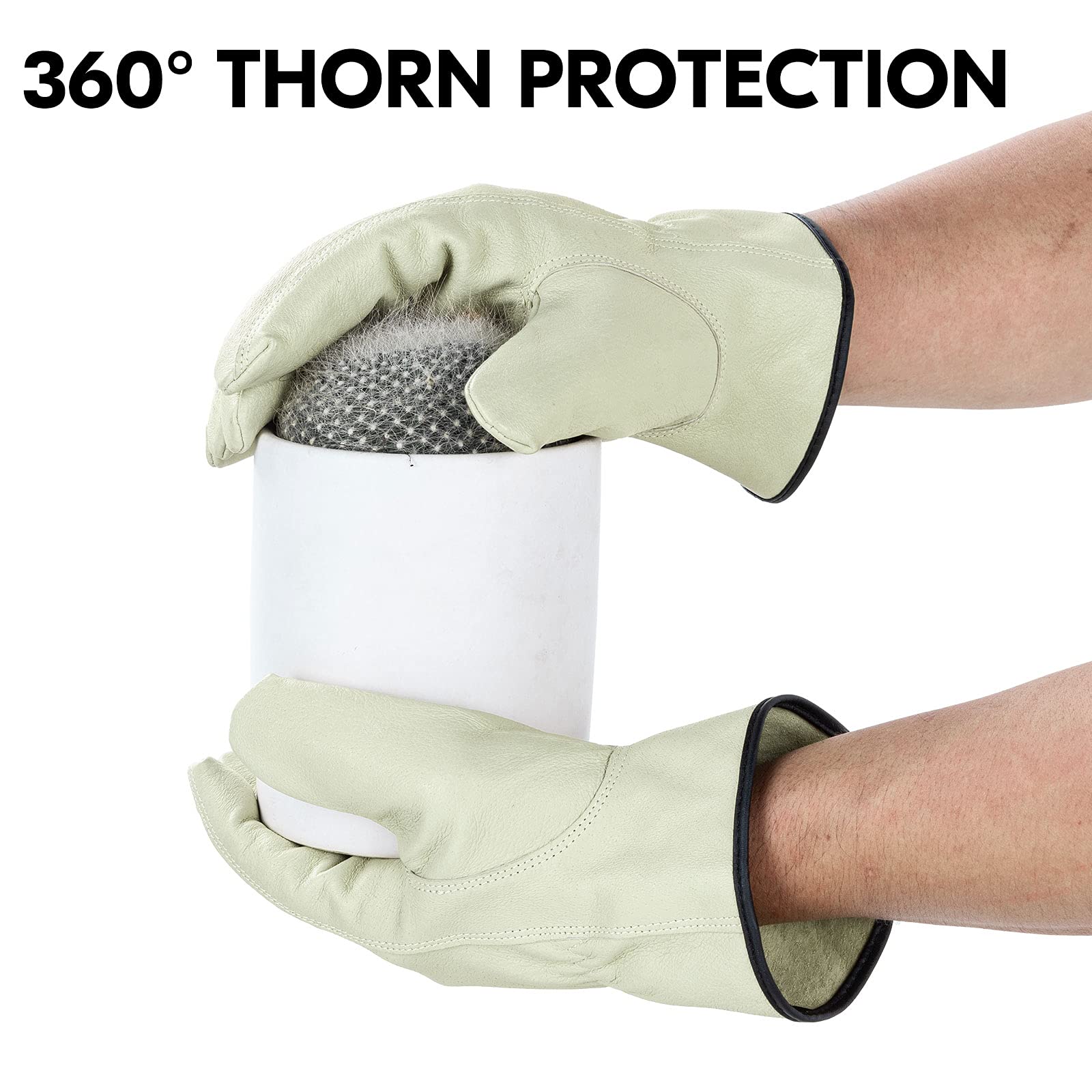 Vgo 1-Pair Ulined Safety Pigskin Leather Work Gloves Men