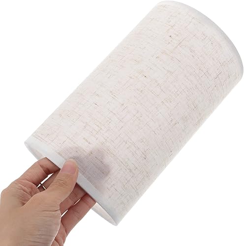 Miniatura 6 de Pantalla de lámpara de tambor cilíndrico de lino beige, cubierta de luz de repuesto de construcción de araña E27 para lámpara de pie de mesa,