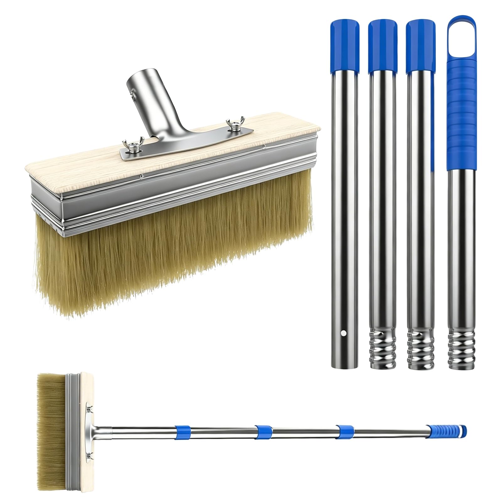 1.6m Decking Paint Brush Long Handle, Fence Paint Brush, Decking Brushs for Painting Deck Paints Brushs for Wood Dyeing Oil Painting Fences Sheds Courtyards