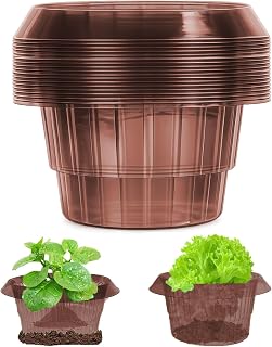 Schneckenkragen, 20 Stück Stabiler Schneckenzaun schneckenschutz aus Kunststoff für Hochbeet Garten, Wiederverwendbarer Schneckenschutzring, Schneckenabwehr für Salat,Kohl & Jungpflanzen - Braun