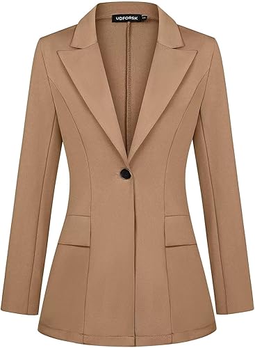 Blazers para mujer, blazer casual de negocios, chaqueta de manga larga, parte delantera abierta, para trabajo, oficina, blazer elástico delgado para