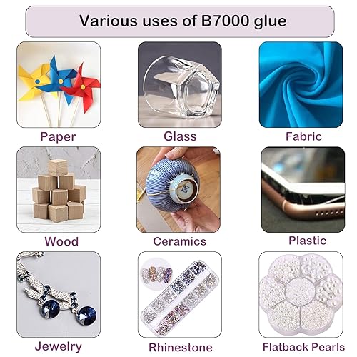 Miniatura 13 de B7000 - Pegamento adhesivo de diamantes de imitación para manualidades, 2 piezas de 3.7 fl oz/3.7 fl oz B7000 pegamento transparente con 5 2