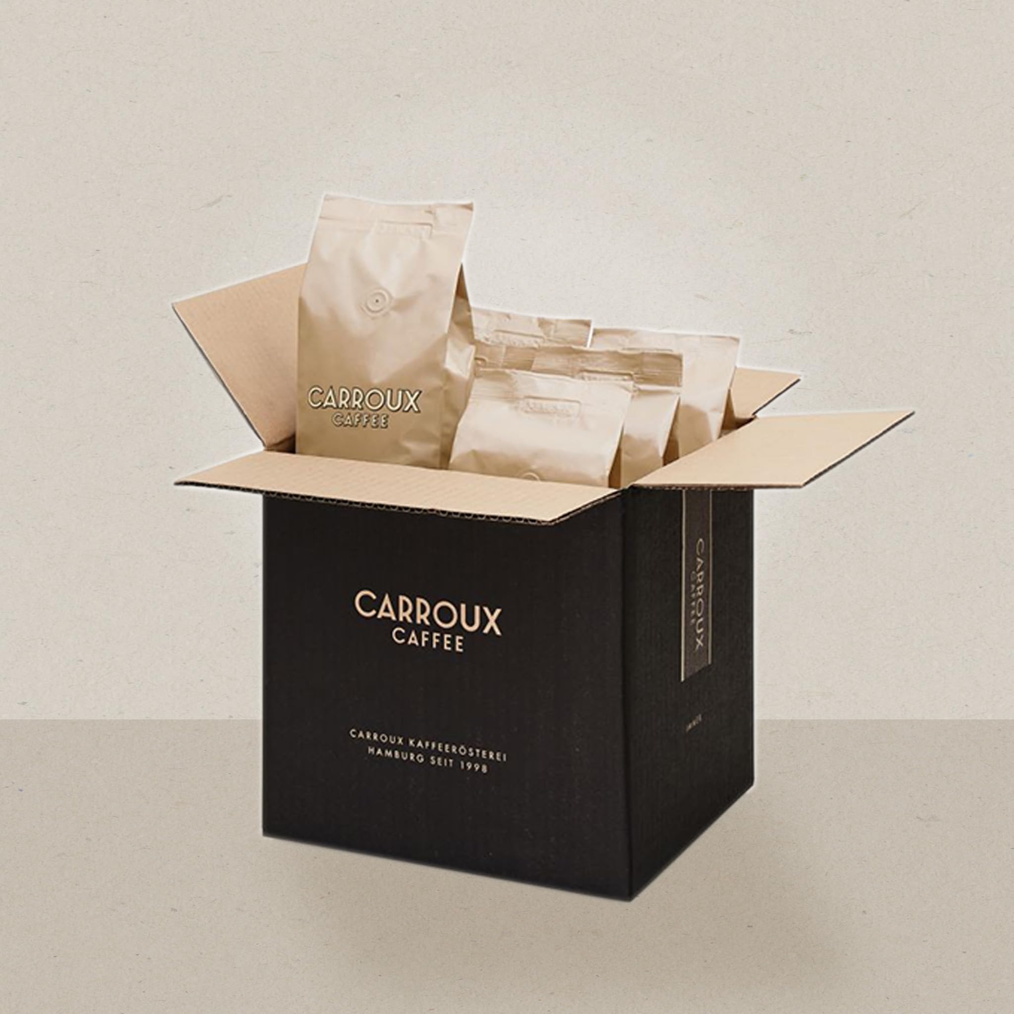 CARROUX Kaffeebohnen Crema 6x500g Pack - Feinster Premium Kaffee - Für Kaffeevollautomat u. Siebträgermaschine - Ganze Bohnen frisch geröstet