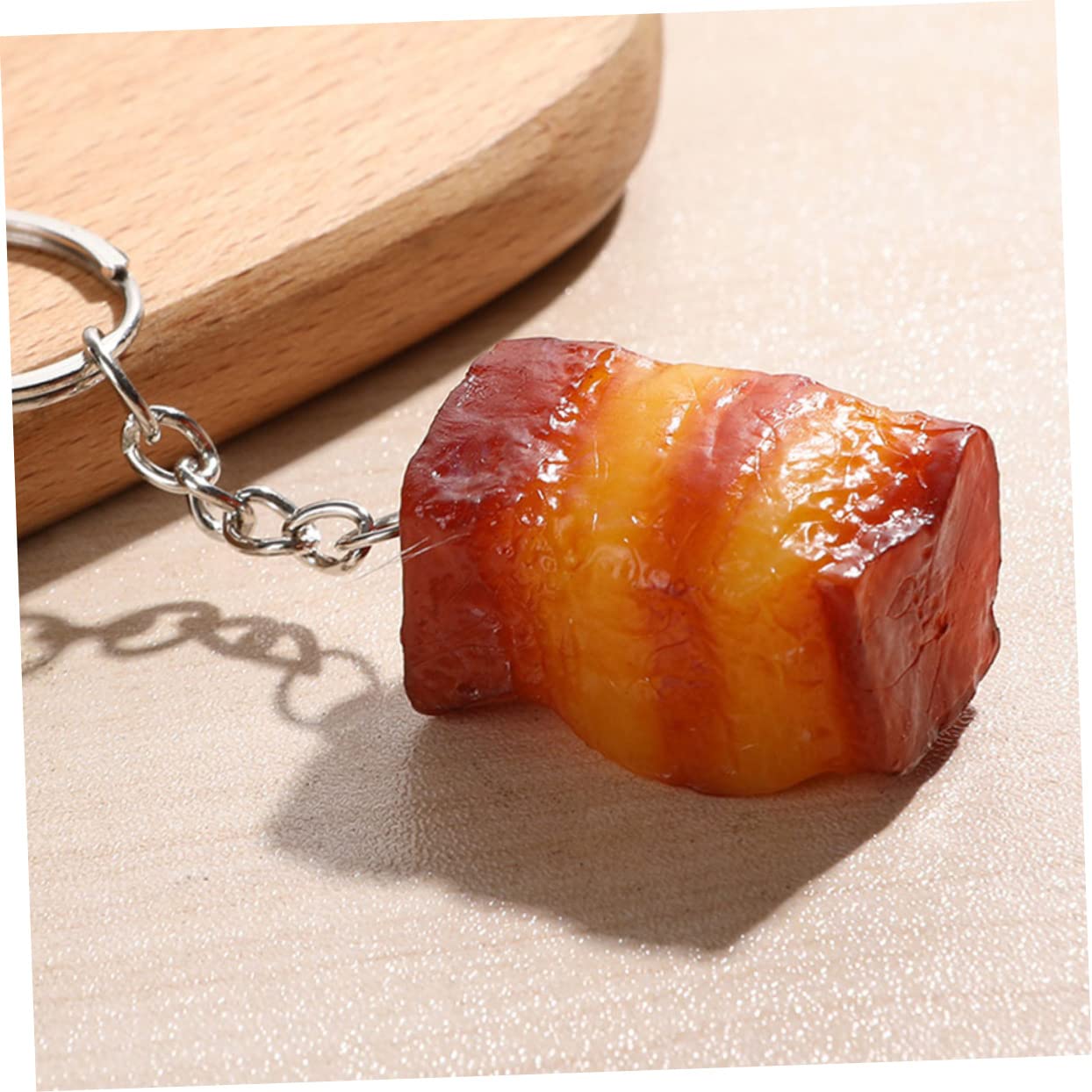 VALICLUD Tasto Cibo Simulato Portachiavi Con Moschettone Titolare Tasti Portachiavi Pollo Cotto Portachiavi Cosce Di Pollo Portafoglio Portachiavi A Scomparsa Peluche Pvc