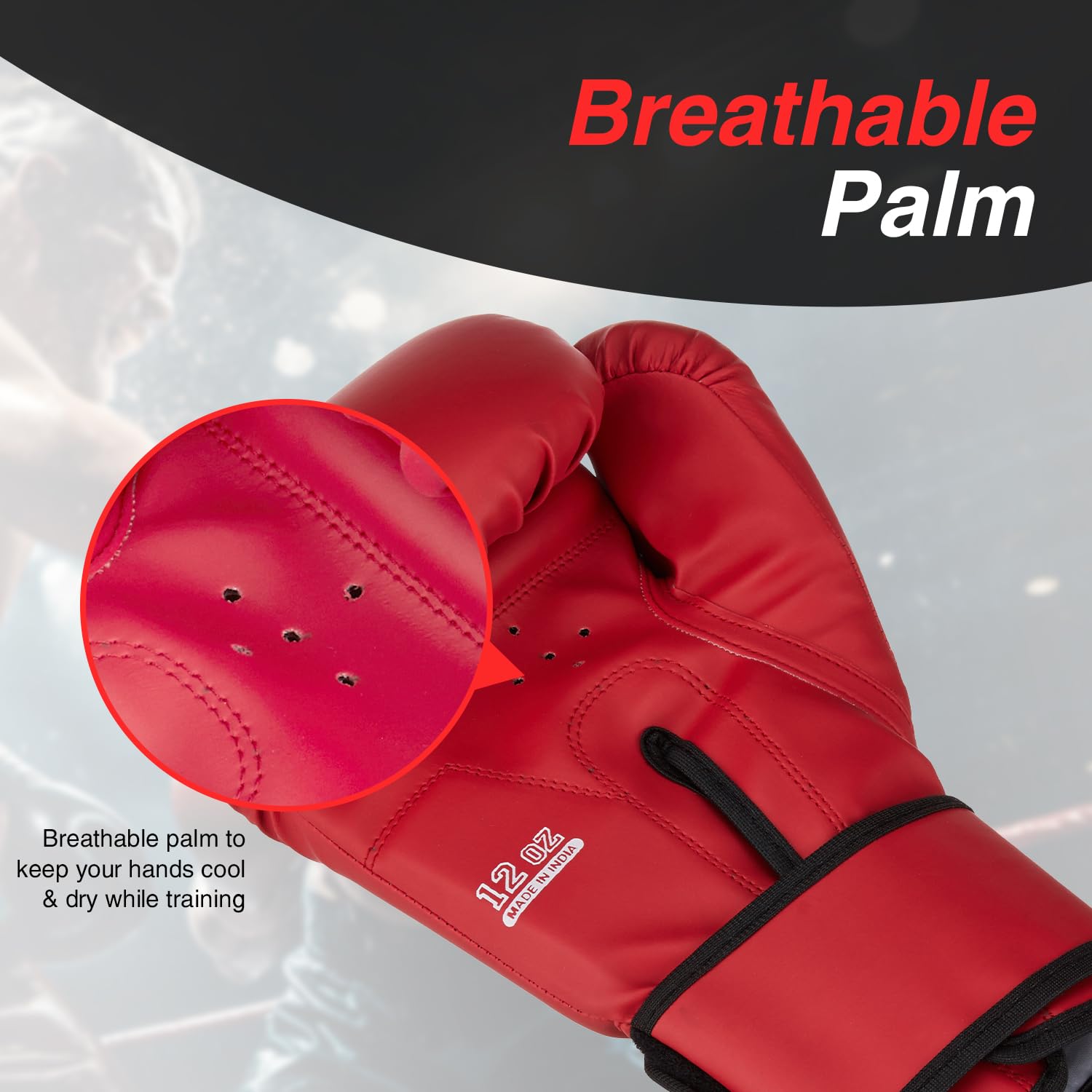 Amazon Brand β Symactive PU Boxing Gloves 10 OZ | Lightweight Contest Gloves for Training & Sparring | Breathable| Red 2