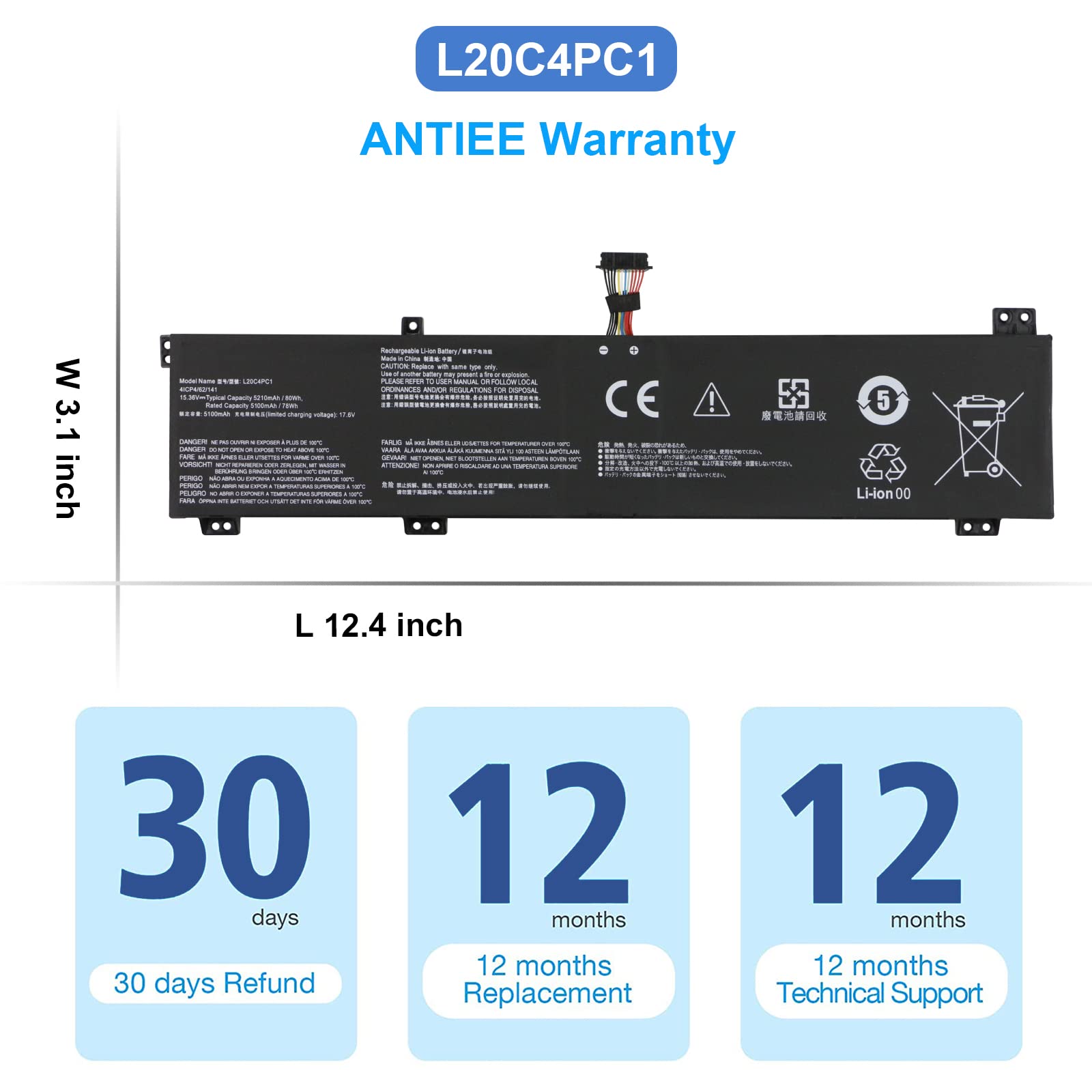 Batteria 80Wh Per Lenovo Legion 5 E 7 – Compatibile L20C4PC1, Ricambio Per Gaming Notebook - 4