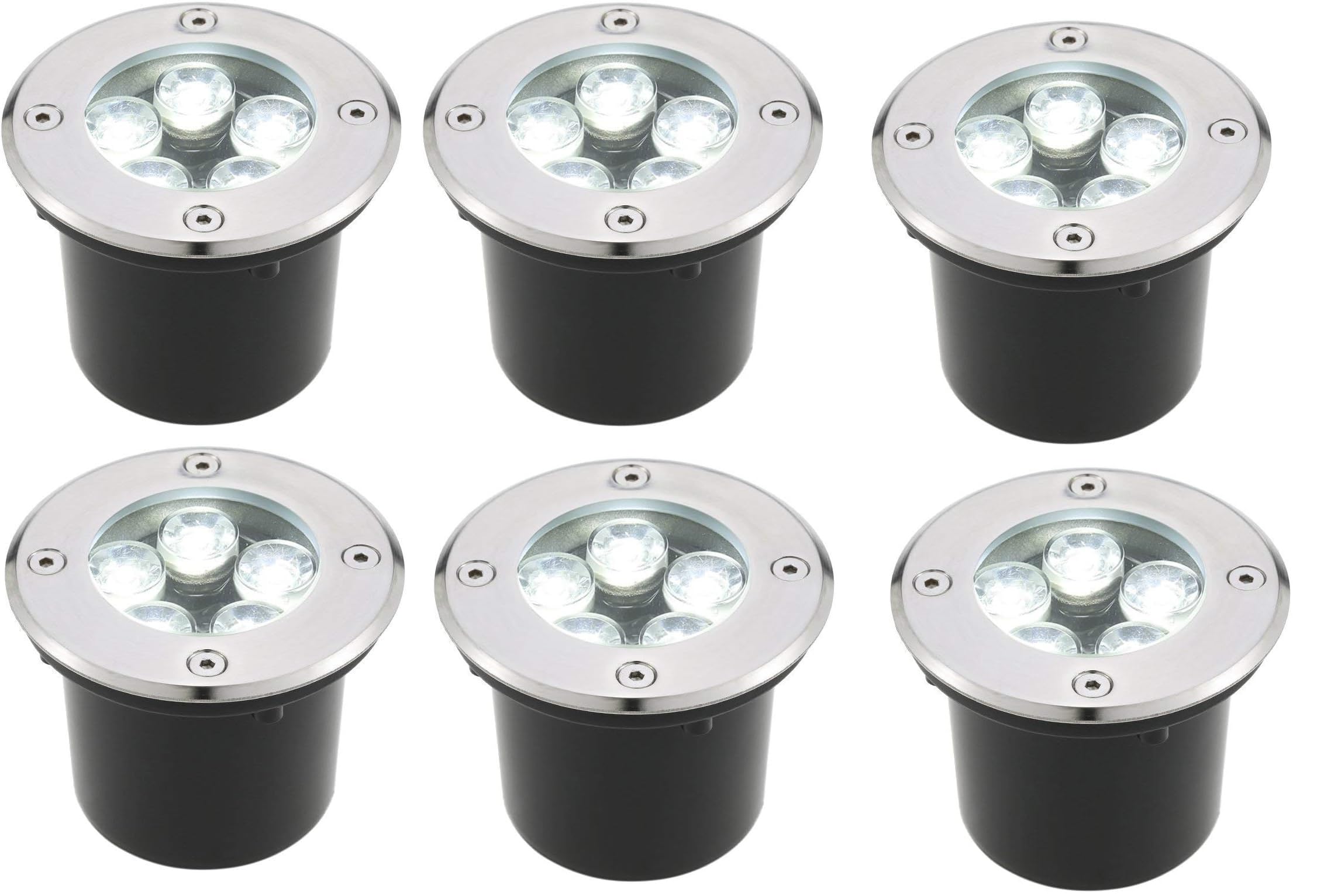 6 pezzi Faretto a led segnapasso calpestabile da esterno viali sentieri giardino pavimento IP65 da incasso a terra luce fredda 6500k - 220V (5 watt (12 x 8,5 cm))