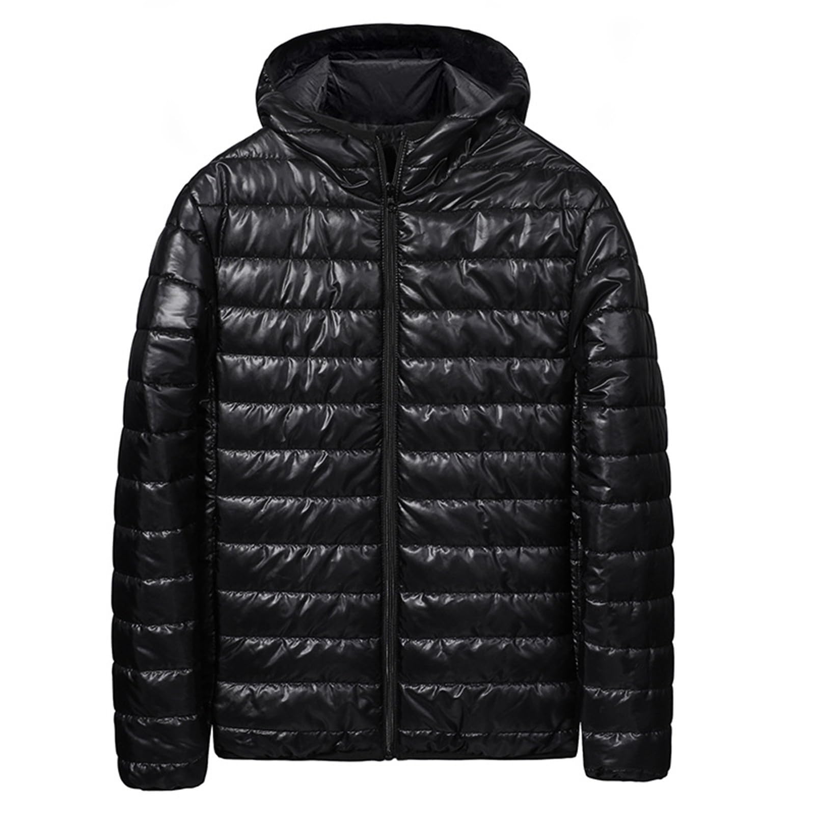 Mens Puffer Jacket with Hood Lightweight down Jackets Quilted Full Zip Winter Coats Jacket Travel Ski Hiking Coats