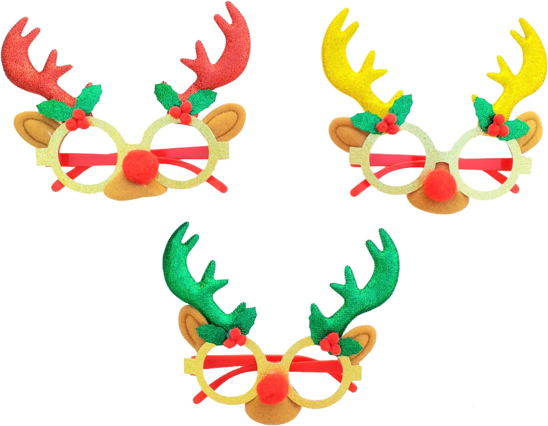 FAM 3pcs Christmas Glasses Christmas Party Glasses Frame Specs Eyeglasses For Holiday Party Xmas Glasses Christmas Favors