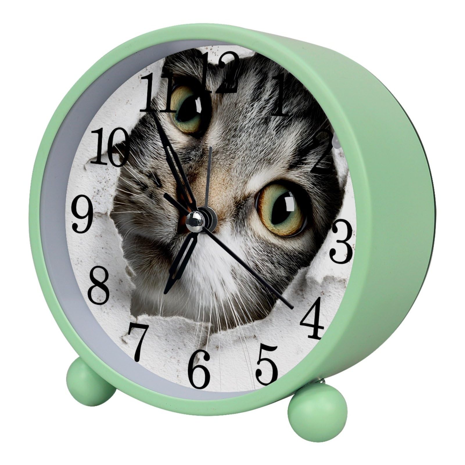etoenbrc Silent Analog Alarm Clock with Light Slient Plastic Table Clock Small Battery Operated Clock for Living Room Bedroom Decor（Color30）