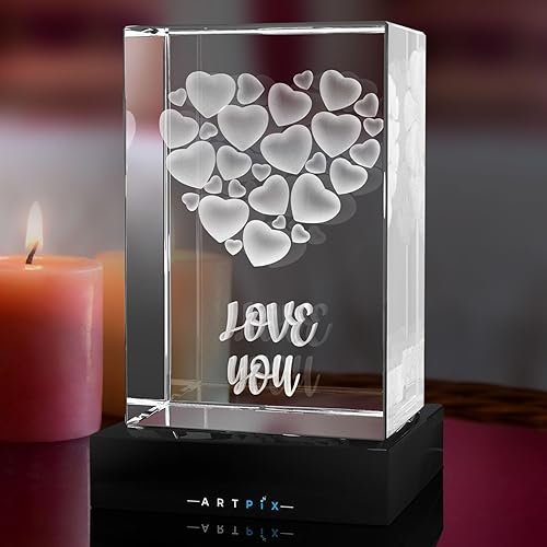 Miniatura 3 de ArtPix 3D Corazón de corazones de cristal, regalos personalizados para él, ella, mamá, papá, imagen grabada con láser 3D, regalos conmemorativos