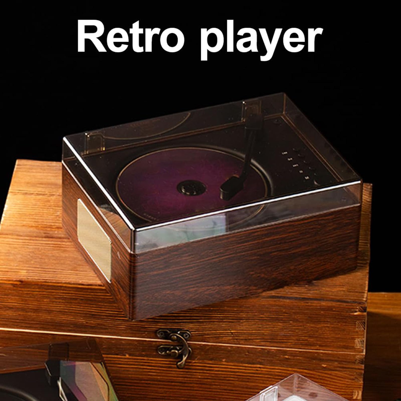 Reproductor de CD Retro con Altavoces Recargables, Compatible con CD, BT | Música para el hogar portátil compatible con Bluetooth 5.0 con control remoto, audio de madera para estudio en casa(walnut)
