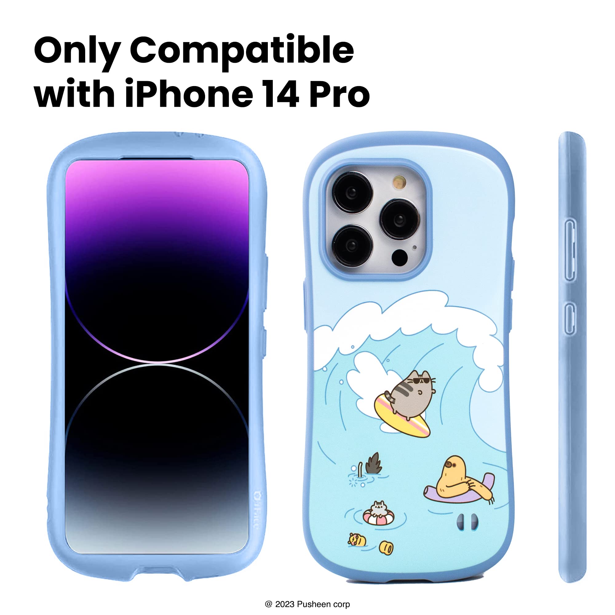 iFace Coque pour iPhone 14 Pro (6,1") Pusheen Première Classe Case - Mignon Antichoc Double Couche [Coque Rigide + Bumper] Coque de Protection pour Téléphone - Été