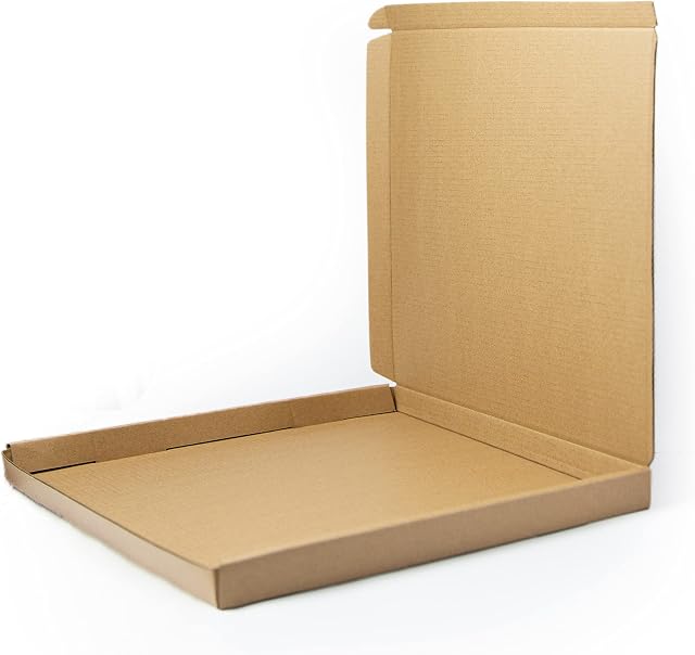 HABAC STUDIO 34x28.4x2.3cm Shipping Boxes Cardboard Boxes Packaging Extra Strong Die Cut Postal Boxes Parcel Box Fold Brown Large Letter Size PIP C4 380gsm PACK of 50 UK SELLER