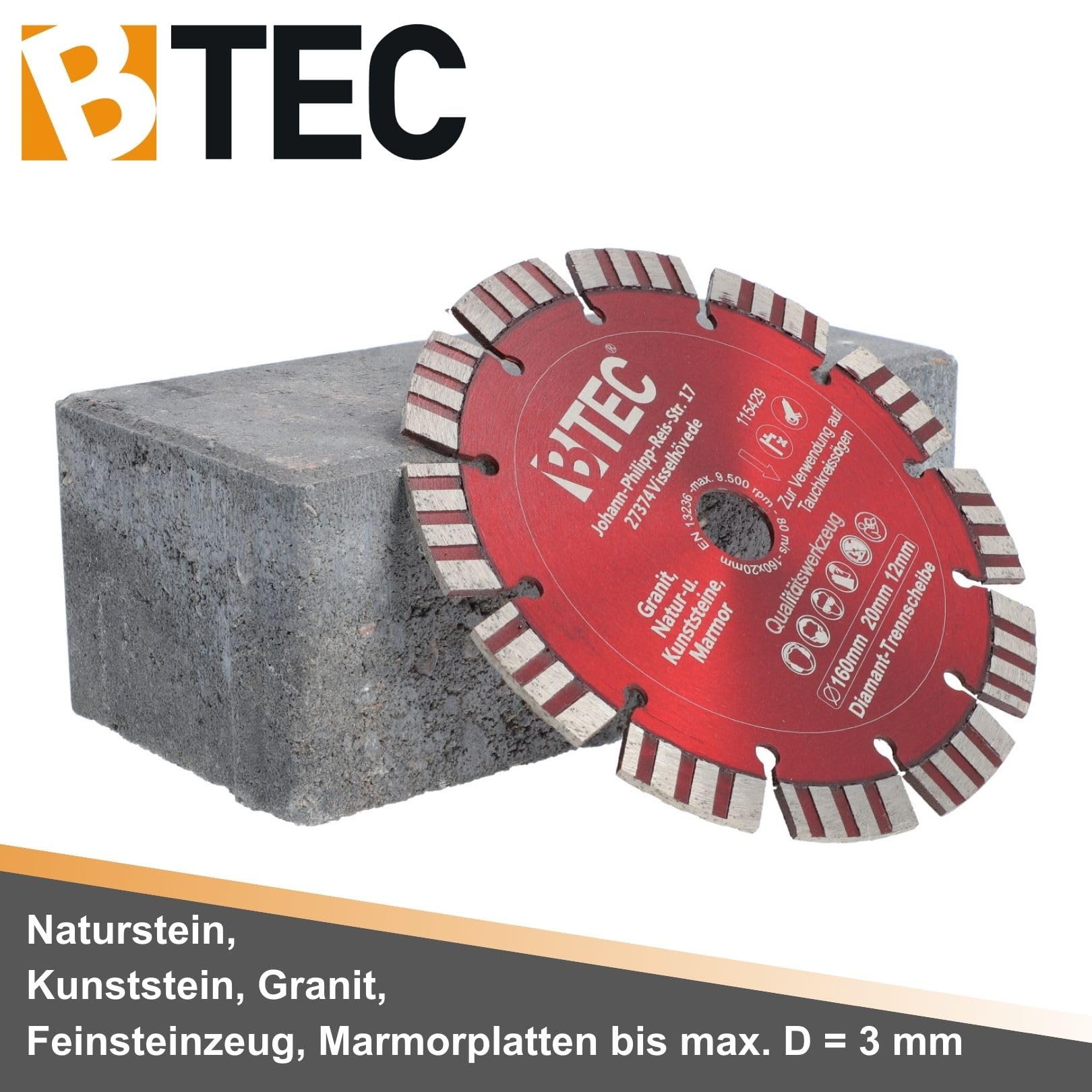 Therwen Lot De 25 Lames De Scie Diamant De 11,4 Cm Fines