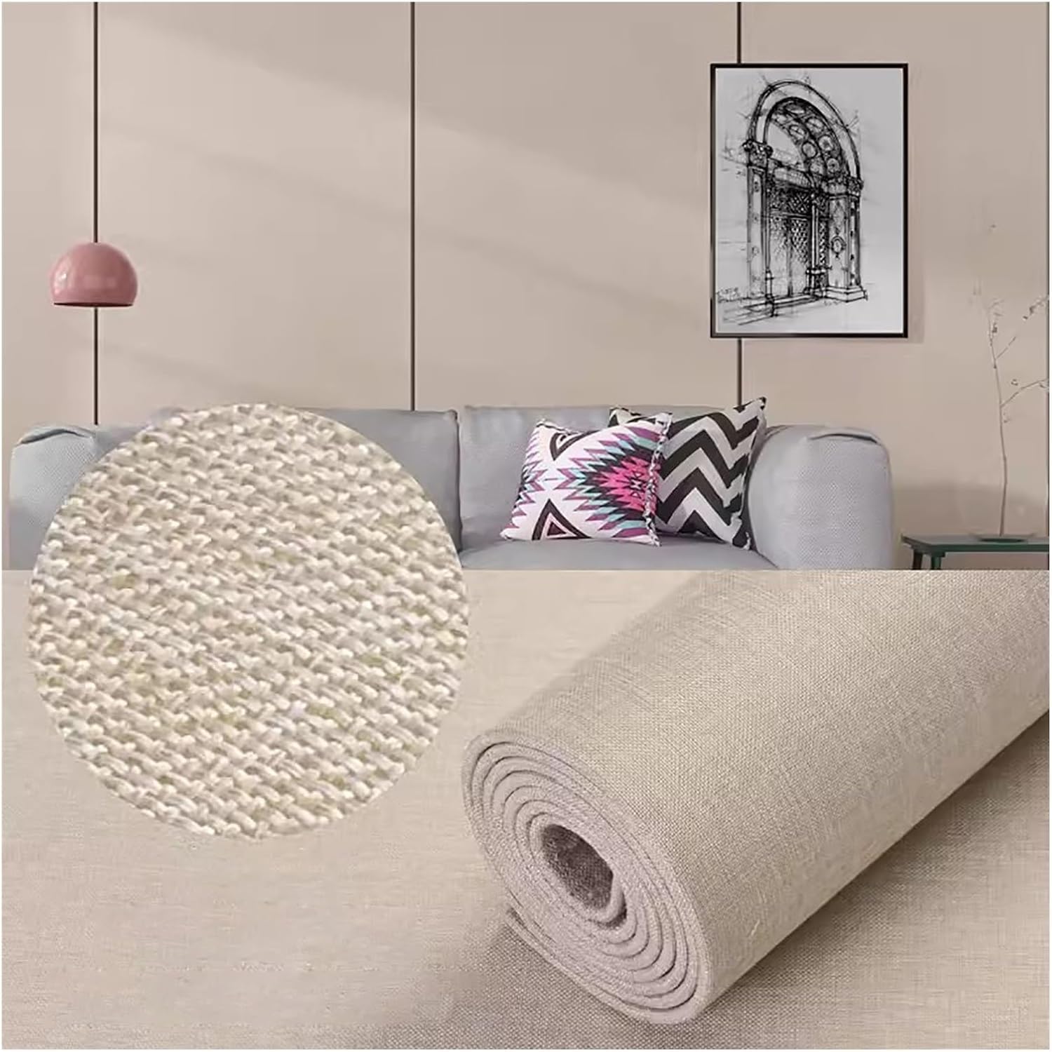 Papier peint tissu d'herbe autocollant pour masquer les défauts des murs et atténuer le bruit