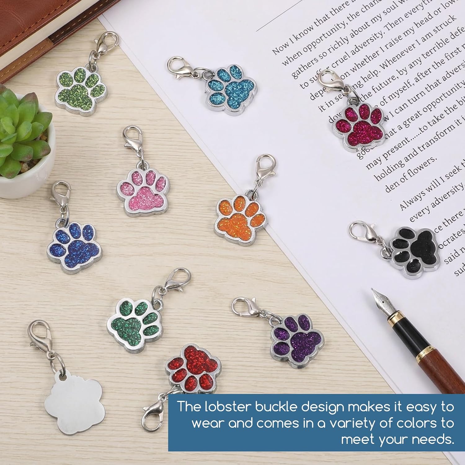 10PCS Dog Paw Print Charms for Jewelry Making, Colorful Enamel Alloy Charms image 4