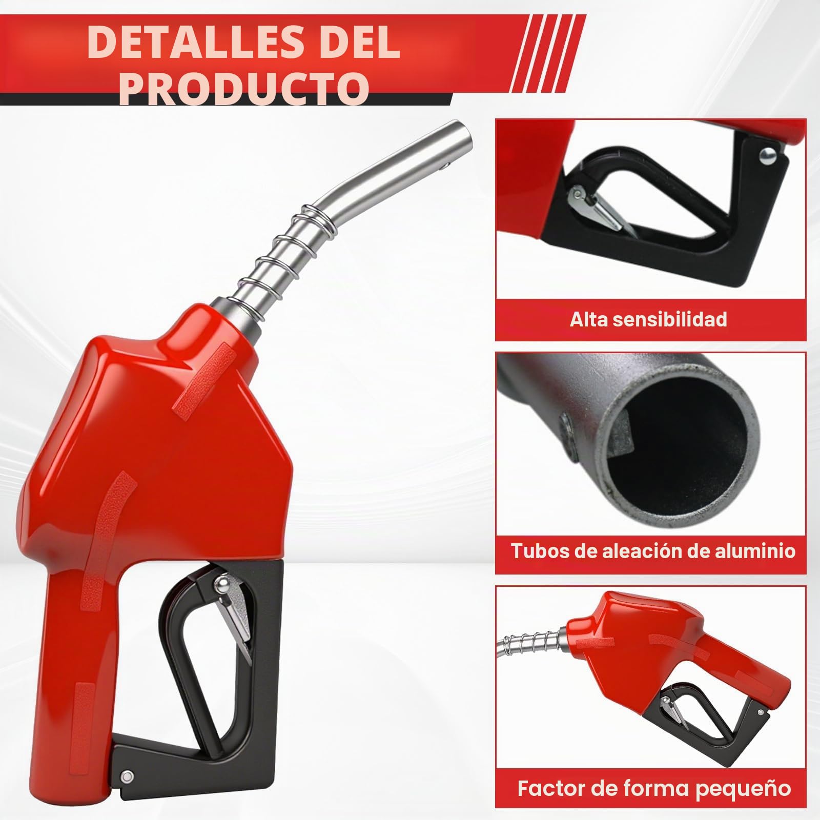 Pistola de Combustible Diesel Automática on Cierre Automático y Conectores de 1 Pulgada y 3/4 Pulgada para Diésel, Gasolina y Queroseno