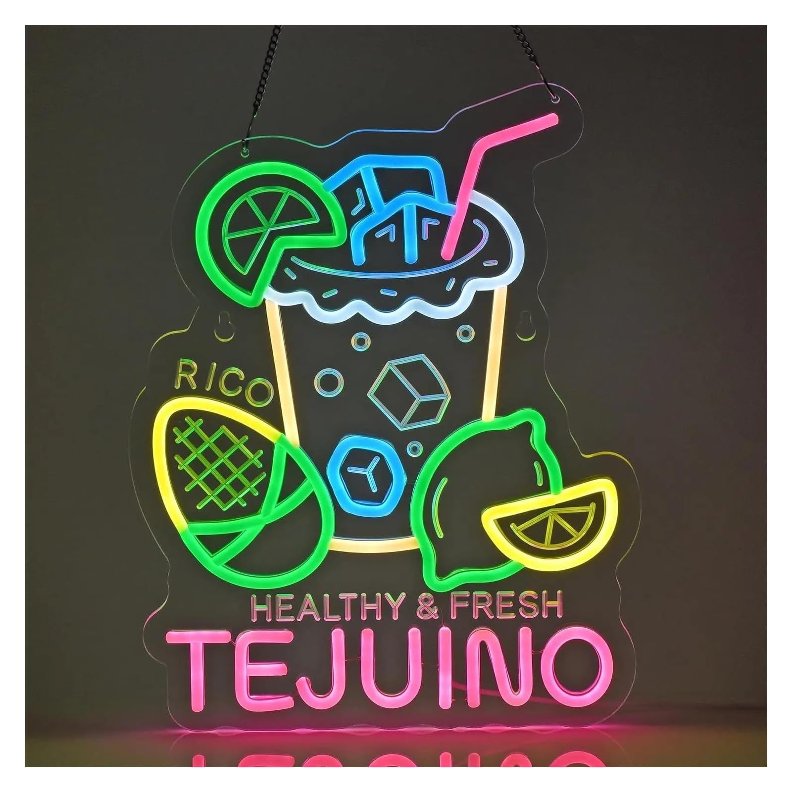 XENITE Hanging Art Neon Signs Tejuino Neon Sign Adjustable Brightness for Mexican Restaurant Brunch Spot Dining Kitchen Home Decoration 15x11.71inch/38x29.7cm