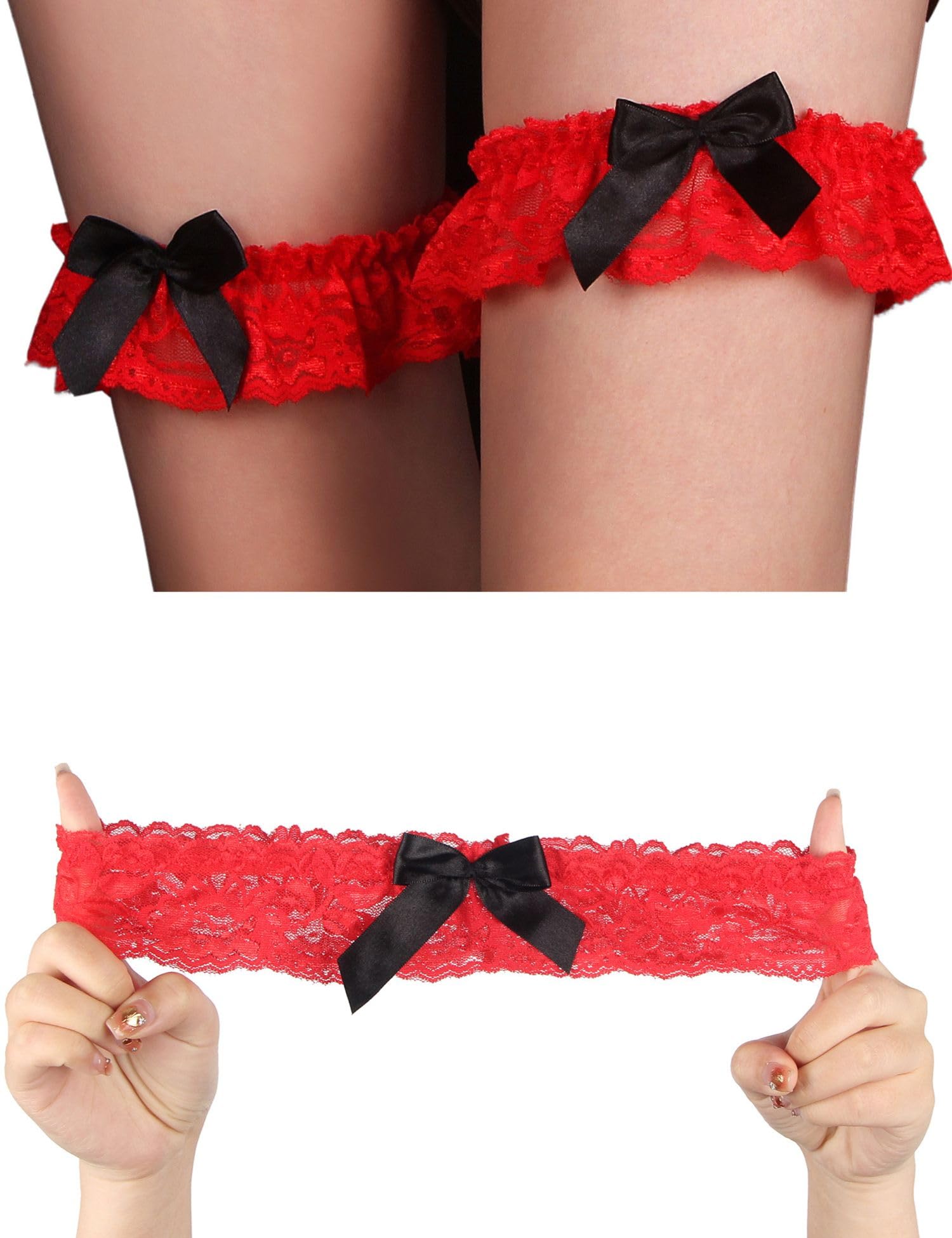 Wedding Garter Sexy Floral Lace Garter with Stretchy Ribbon Bow for Bride Bridesmaids Women Girls Cosplay Prom-image-7