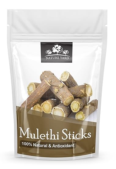 NATURE YARD Mulethi Stick Organic for Eating - 200 Gm - Licorice root/Yastimadhu/Glycyrrhiza glabra Sticks/for Hair and Body care-100% Natural & AntiOxidant