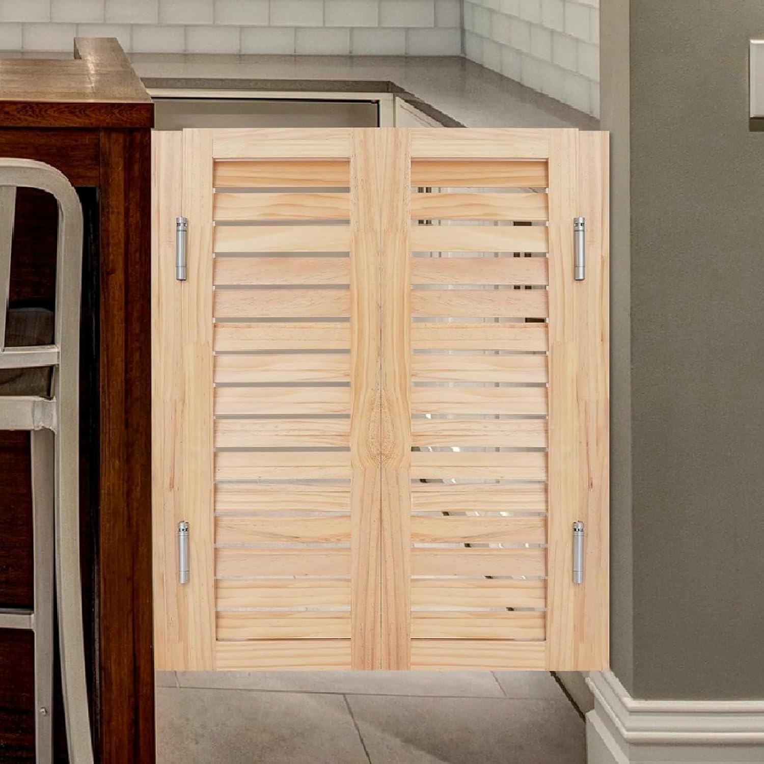 Bar Saloon Swinging Doors Cafe Doors, Louvered Cafe Door, Room Divider, Interior Swing Solid Wood Door, Entrance Partition for Hallway Kitchen Doorway Bar