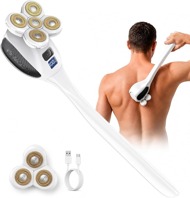Aparador elétrico corporal GARYOG para homens com cabo longo, cabeças 3D e 5D, USB-C