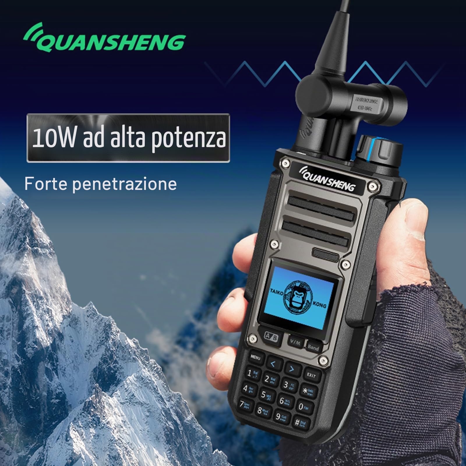 HYS Quansheng TK-11(8) Walkie Talkie 10W VHF/UHF – Batteria 3000mAh, 999 Canali, Ricarica Type-C E Analizzatore Di Spettro