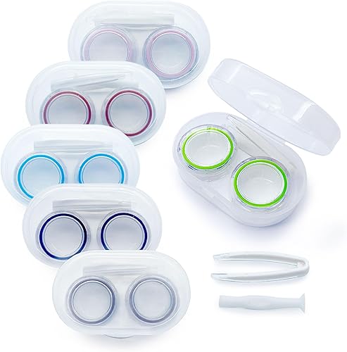 Paquete de 6 fundas para lentes de contacto, kit de viaje, kit de almacenamiento portátil al aire libre, estuche para lentes de contacto para viajes