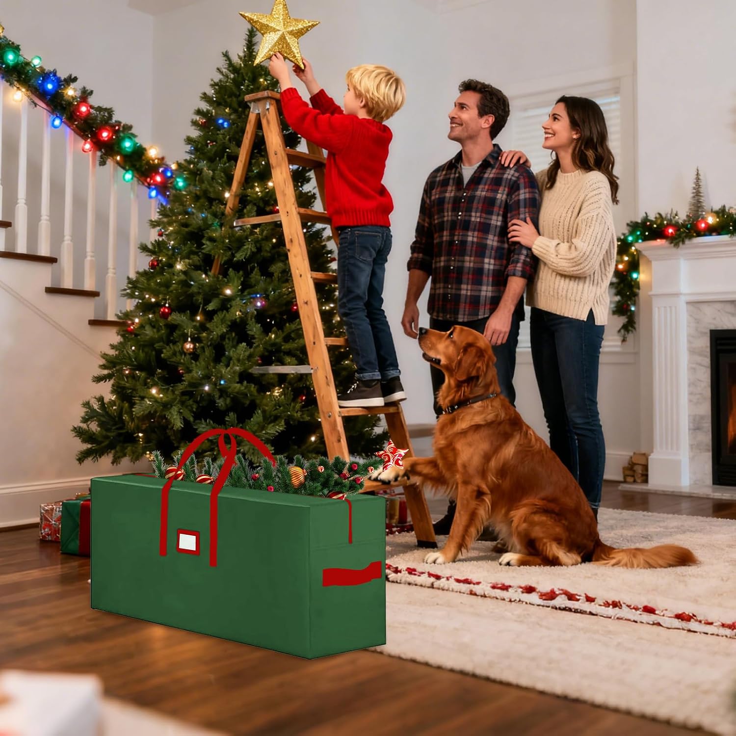 Christmas Tree Storage Bag Waterproof Tote Container | Artificial Christmas Tree Storage Bag for Garland Outdoor College Kitchen Garage Moving Packing Camping