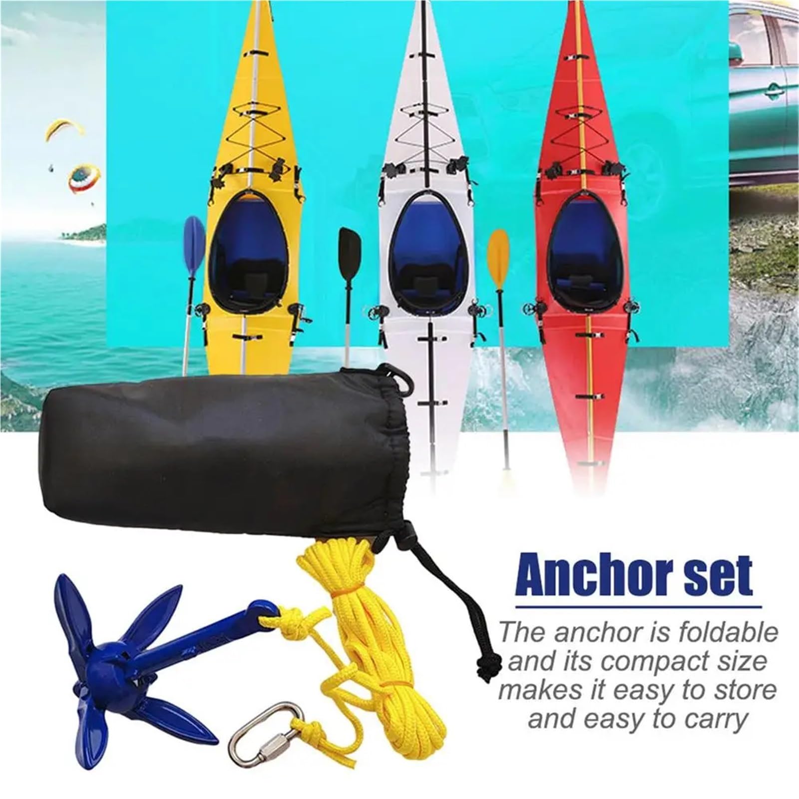 1Set Completo Kit di Ancoraggio for Ing/Paddle Board Canoa Motoscafo SUP Paddle for Barca Dropshipping Alta Resistenza