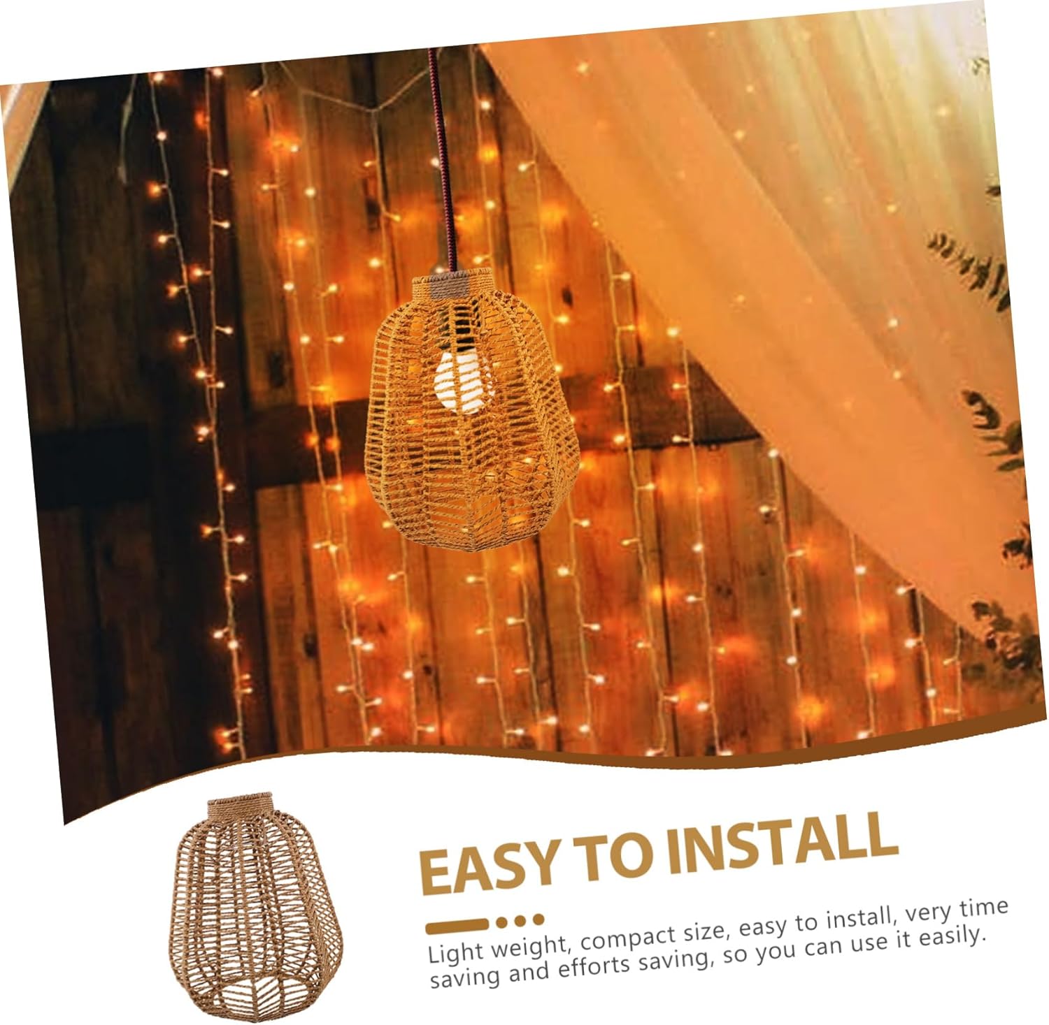 LIFKOME Rattan Woven Pendant Light Shade Rustic Woven Lampshade for Home Decor Easy to Install Softens Bright Light for Living Rooms Restaurants and Cafes