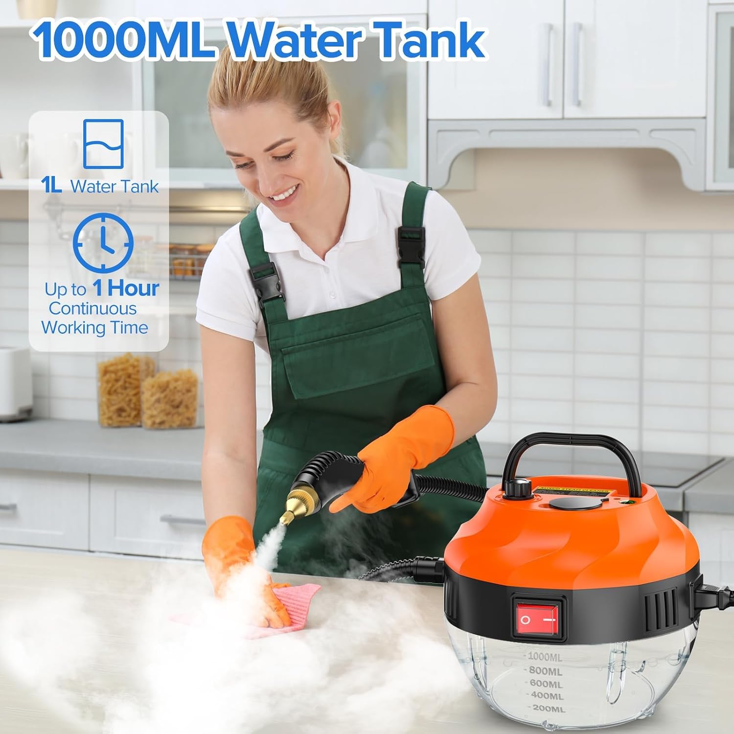 Handheld Portable 2500 Watt High Pressure Steam Cleaner for Home Use Grout Tile Car Repair Kitchen Bathroom with Cleaning Kit Tools