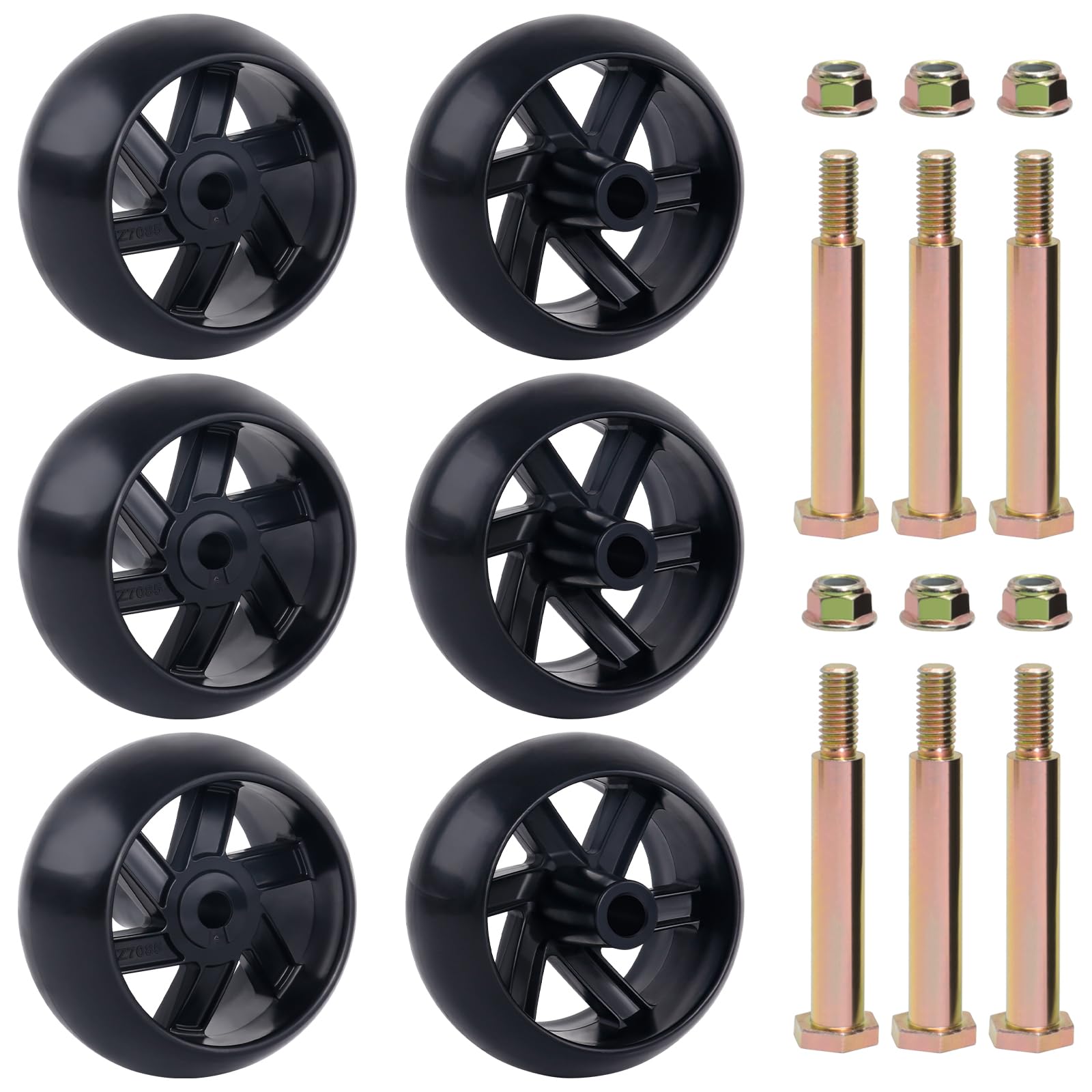 CheeMuii Juego de 6 ruedas de cubierta de cortacésped para la mayoría de cubiertas de 42 pulgadas, 46 pulgadas, 48 pulgadas, 50 pulgadas, 52 pulgadas y 54 pulgadas, repuesto para rueda de calibre de