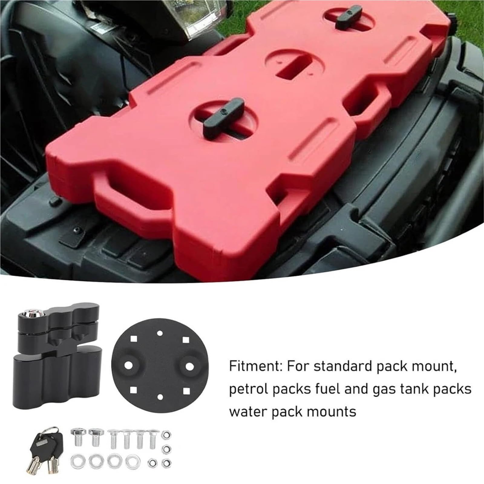 Bidón de plástico con grifo Kit de soporte para tanque de combustible con manija de bloqueo doble y soporte para bidón de gasolina portátil