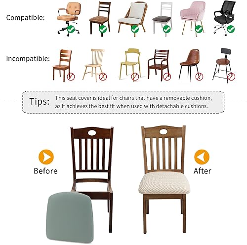 Miniatura 6 de Fuloon Fundas Elásticas para Cojines de Asiento 6 Piezas, Fundas Lavables para Asientos de Sillas, Fundas de Sillas para Comedor, Hotel, Ceremonia,