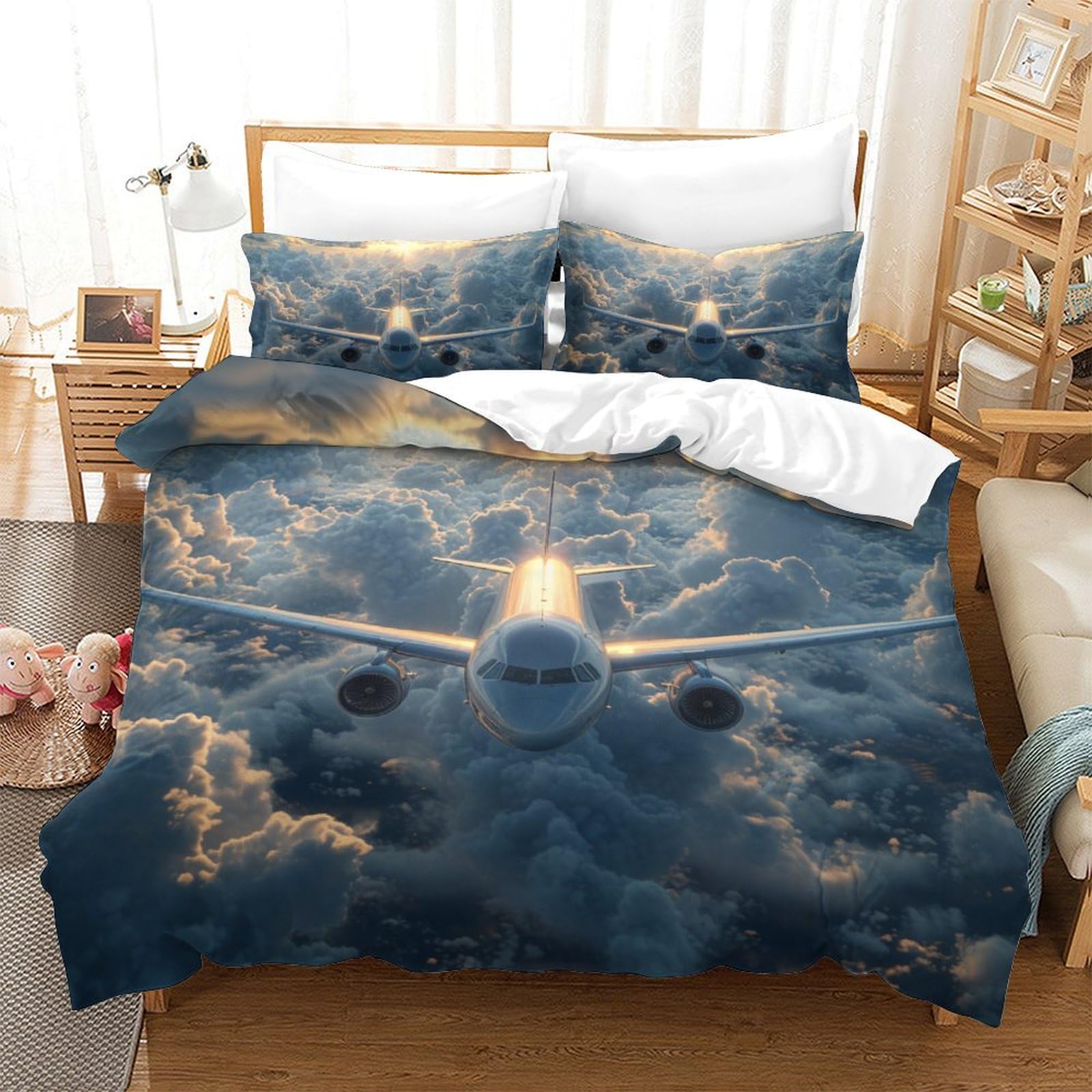 Parure de lit avion de passagers en microfibre respirante et douce pour lit King