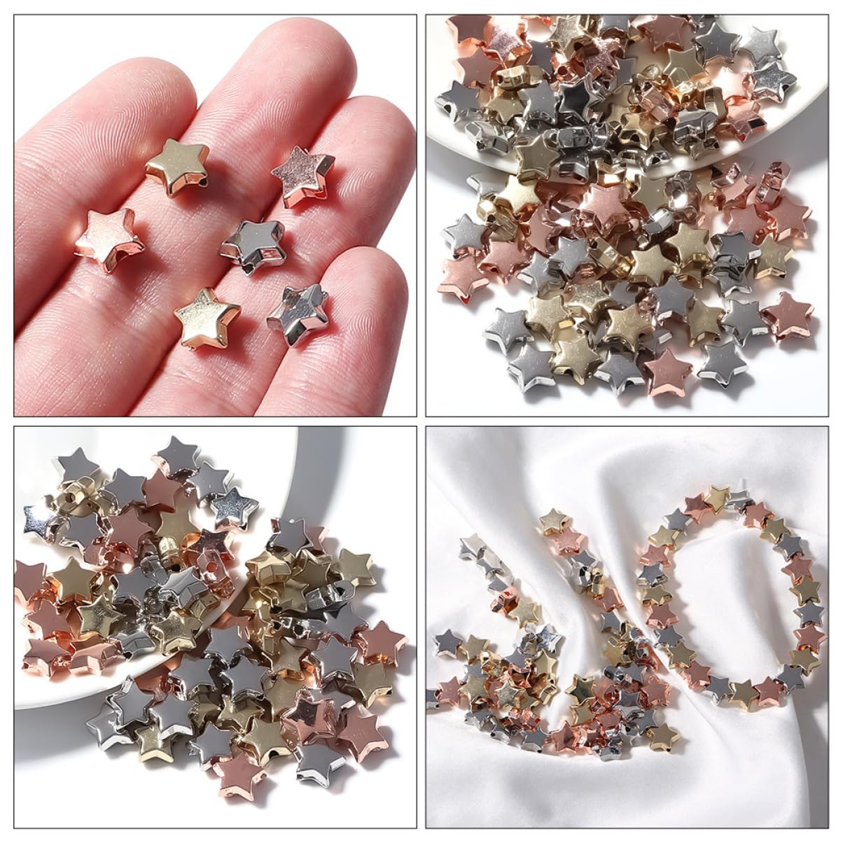 HOMSFOU 5 Set Perline Forma Stella Colorate Per Fai Da Te Distanziatori Per Collane E Bracciali Ccb Per Creazioni E Bigiotteria 300 Pezzi*5