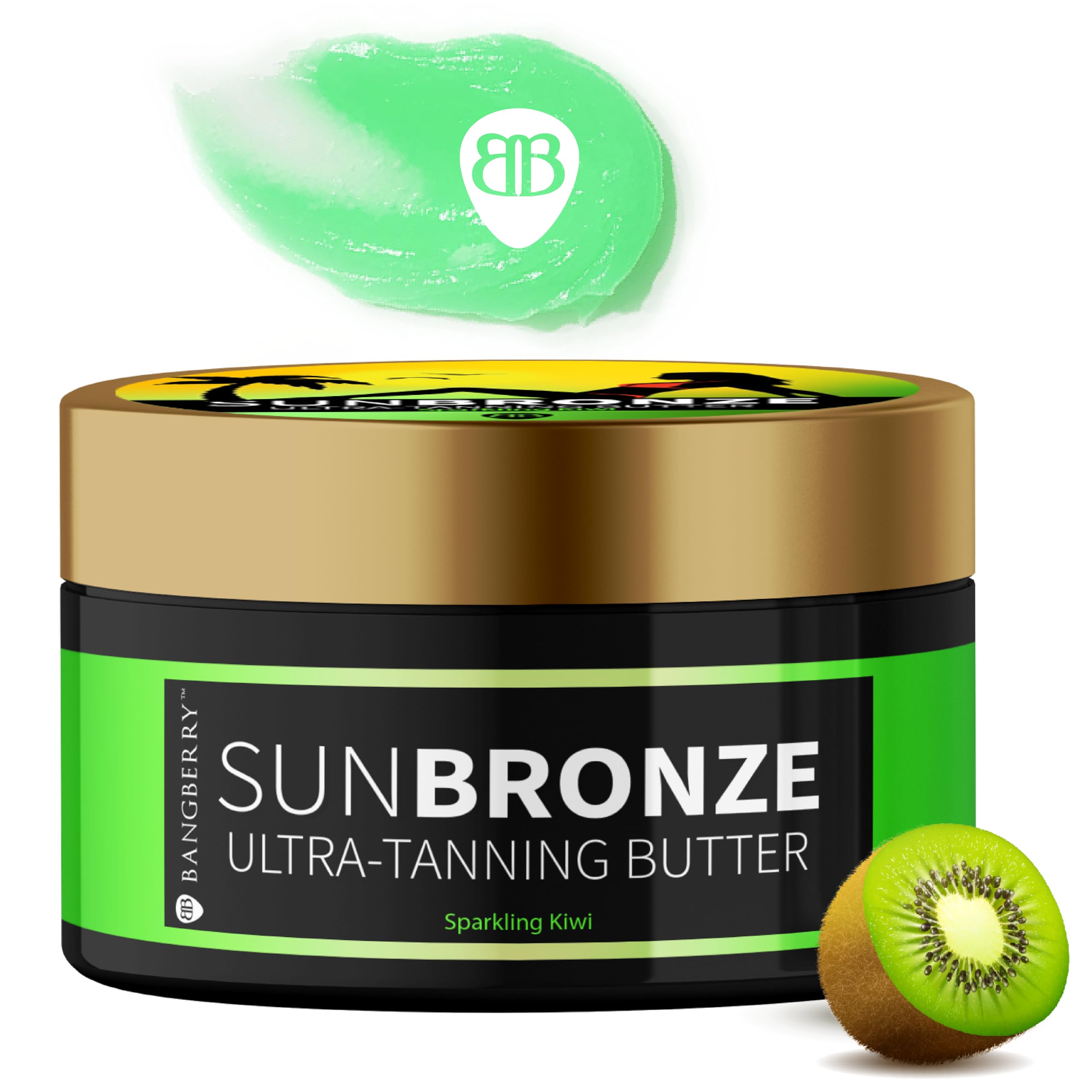 BANGBERRY Original Sun Bronze Ultra Tanning Butter - Sparkling Kiwi, Use in the sun outdoor or tanning bed Better than tanning oil Tan faster with premium natural ingredients Safe for Sensitive Skin