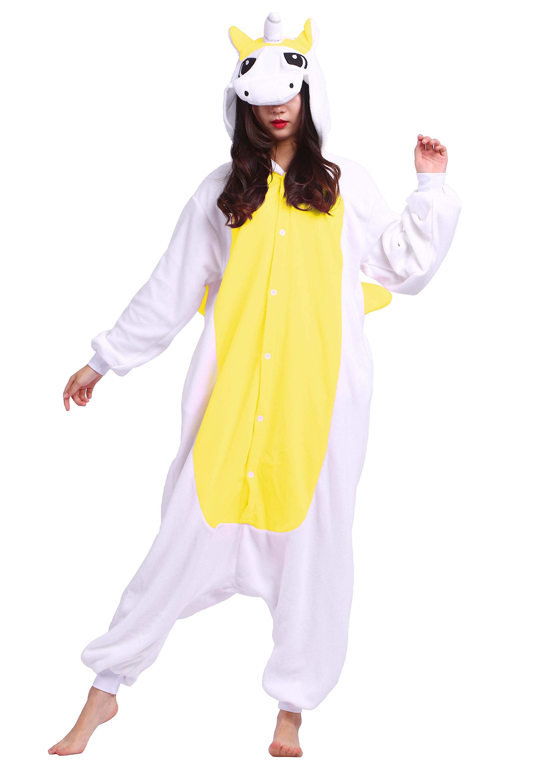 Women's Adult Pajamas Unisex Animal Onesies Novelty Pyjamas Nightwear Halloween Homewear Onepiece Cosplay Costume Loungewear, Unicorn