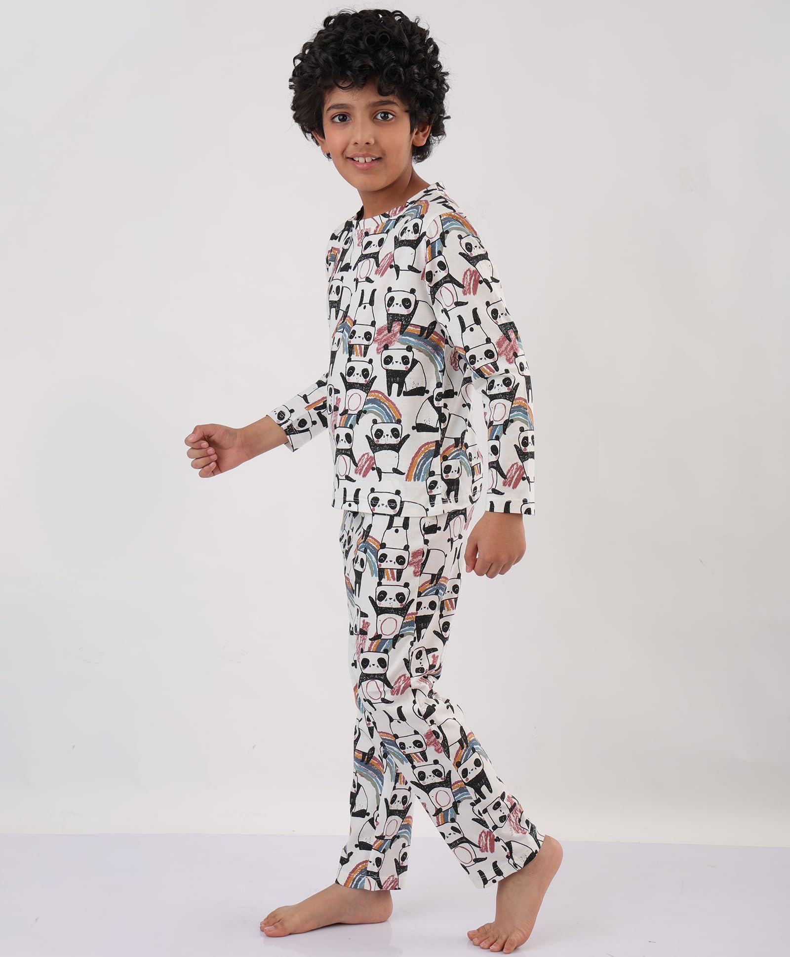 ANTHRILO Panda Long Sleeves Boys Pyjama Set - White - Image 3 thumbnail