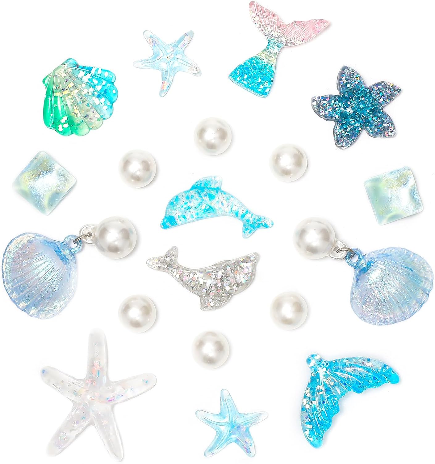 Resin Cute Ocean Shoe Charms for Girls Sandals, Shells, Mermaids, Dolphins, Pearl Accessories, DIY Shoe Decoration Charms for Women