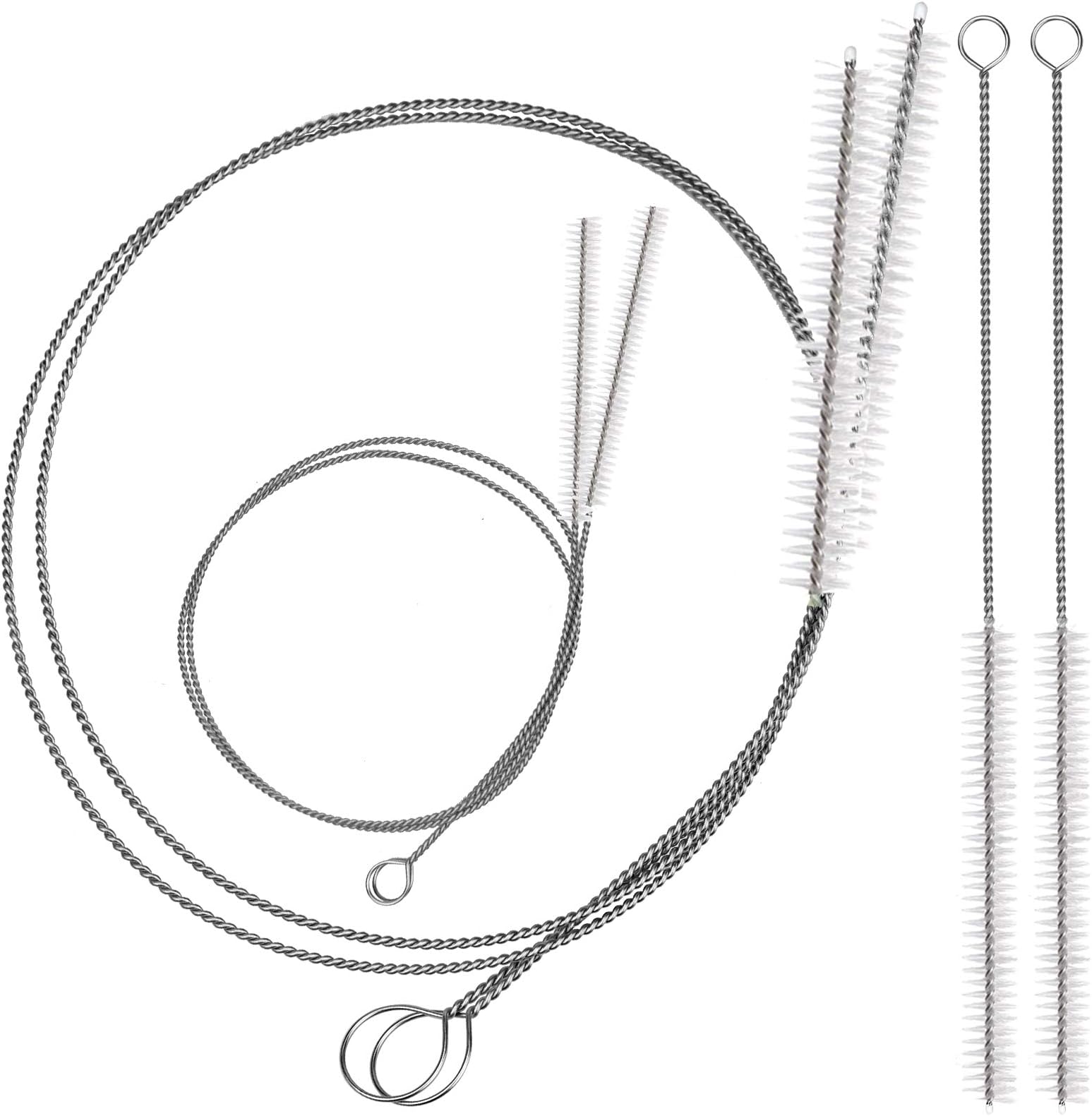 KARAA 6Pcs Feeding Tube Brush, 32 Inch Bottle Cleaning Brush Small Pipe Cleaners for G Tube Peg Tube Test Tube Straw Brushes for Cleaning Keg and Fermenter Tube Hose - 0.5/0.8/1cm Diameter