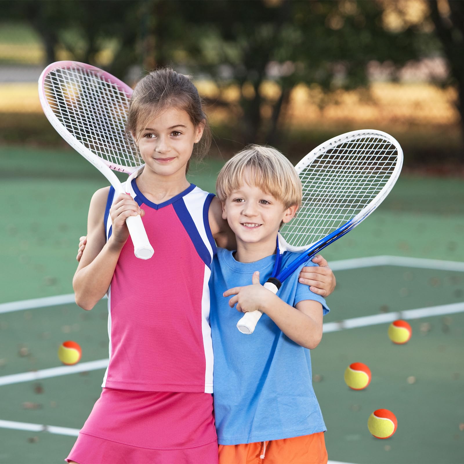 Erzekrim Tennisbälle Tennisball Anfänger Stage 3 Balls Sports Training Tennis Tennisbäll Kinder 12 Stück,mit Tragetasche,für Tennis Unterricht,Ballmaschinen und Hundespaziergänge (Orange Gelb)