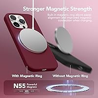 Vista 103 de GONEZ Funda de silicona para iPhone 15 Pro Max, compatible con Magsafe, protector de cámara + protector de pantalla, forro de microfibra suave Negro