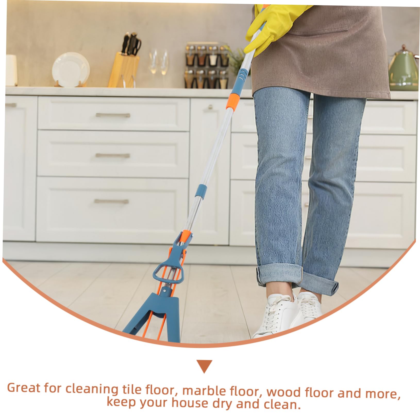 Trapeador de Esponja Plegable Doble 28cm, Acero Inoxidable Abs Blanco