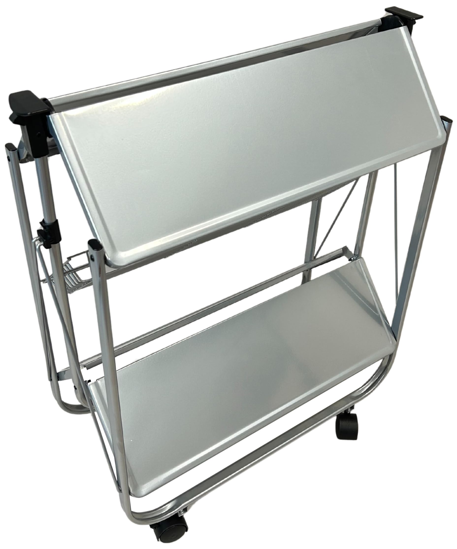 abc HOME | Servierwagen Klappbar Grau 70cm Hoch – Mobiler Küchenwagen mit Rollen – Platzsparende Dinette faltbar – Beistellwagen mit 3 Etagen