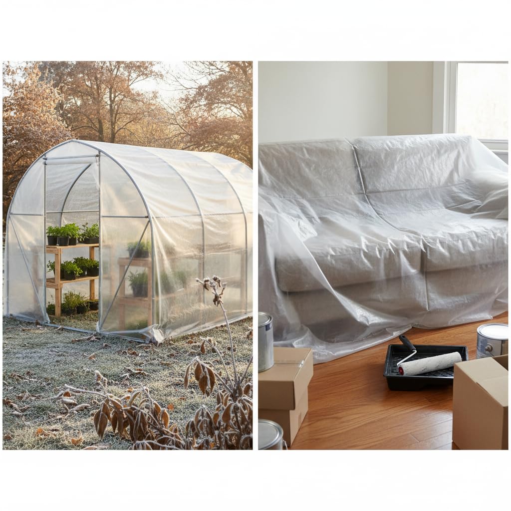 Film Plastique Transparent pr Serre en, 6m 15m Long. 8S épais.